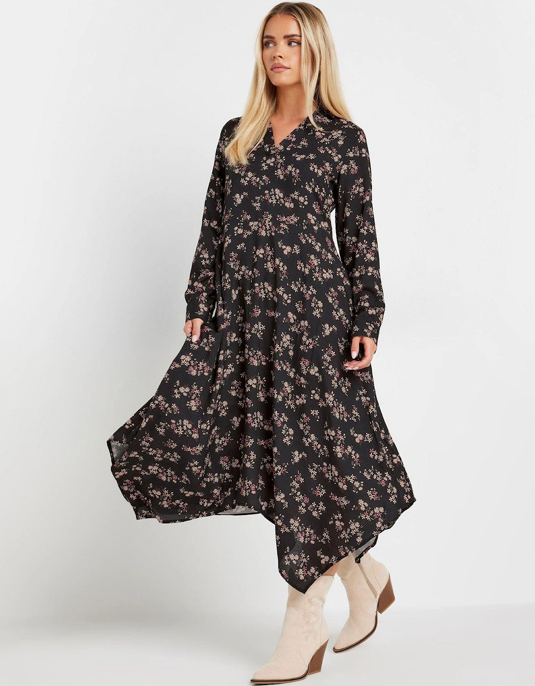 Petite Ditsy Hanky Hem Maxi Dress, 2 of 1