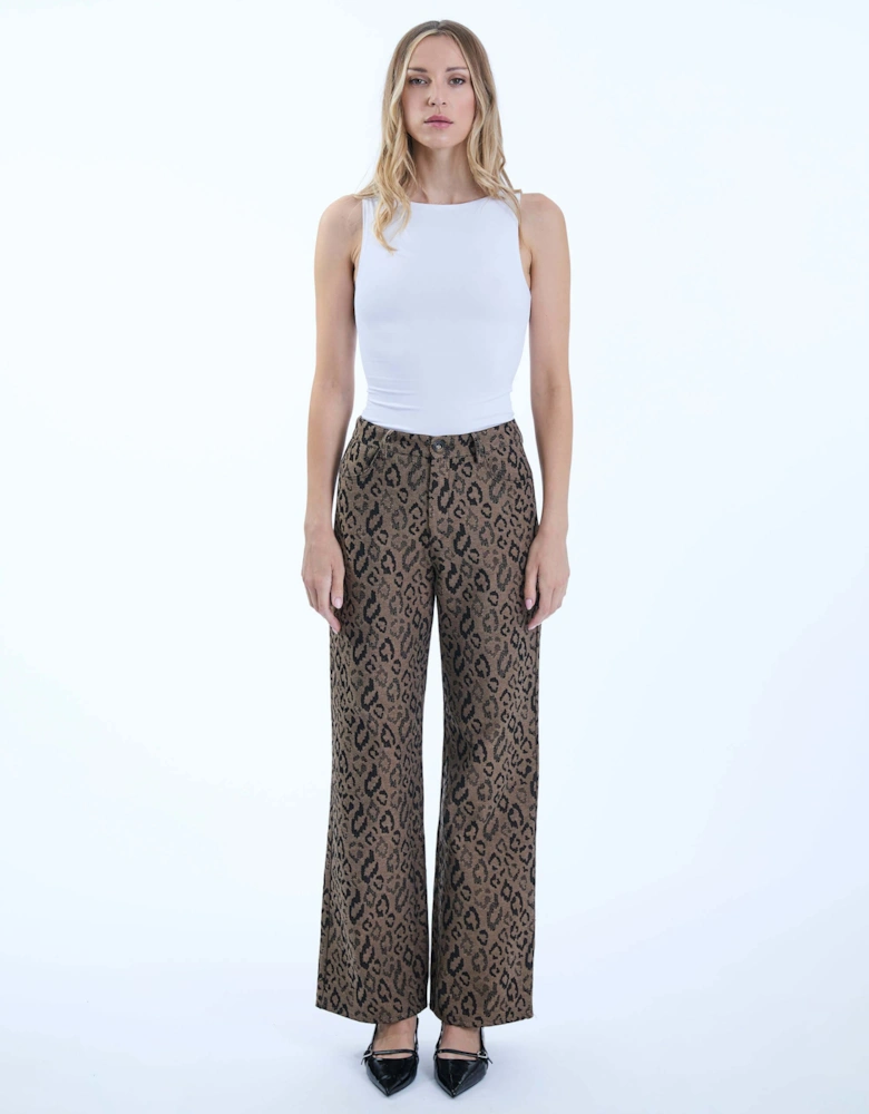 Leopard Print Detail Trousers