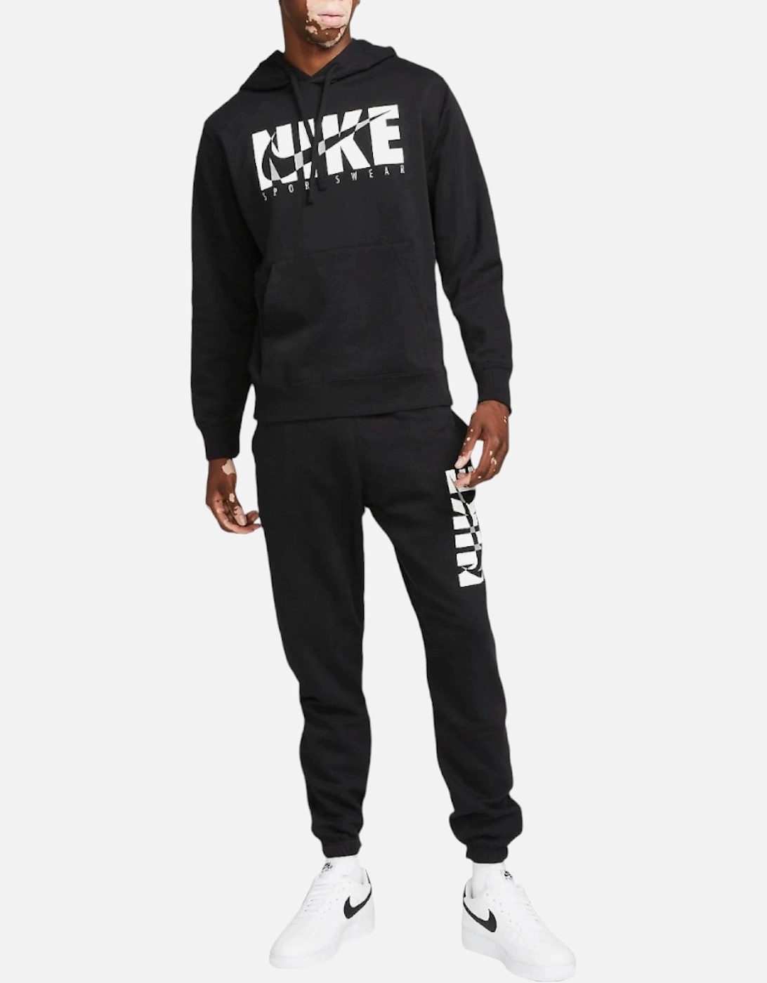 Mens Full Tracksuits Sweat Black Sports Gym Pullover Hoodie Running Jogger