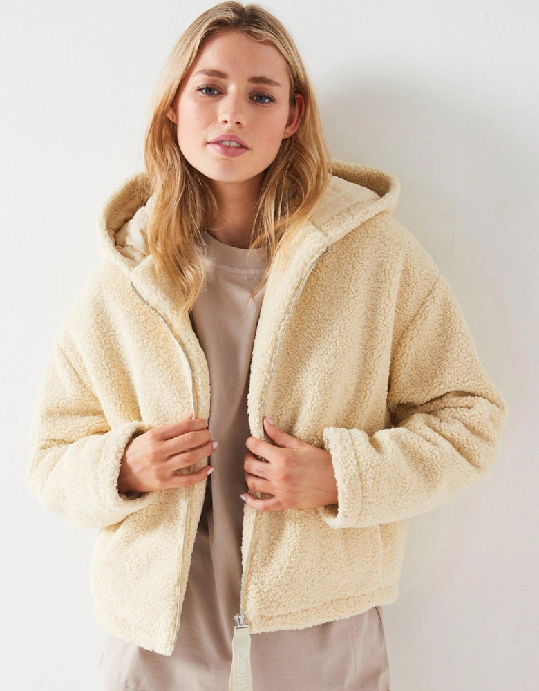 Sherpa Zip Through Hoodie - Cream