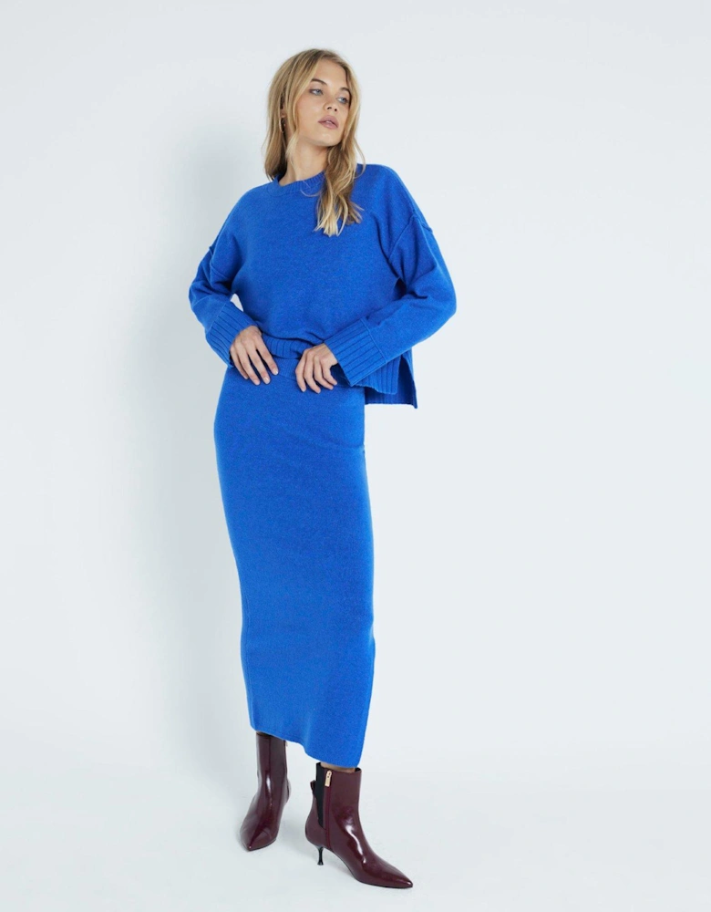 Chunky Cropped Jumper - Bright Blue