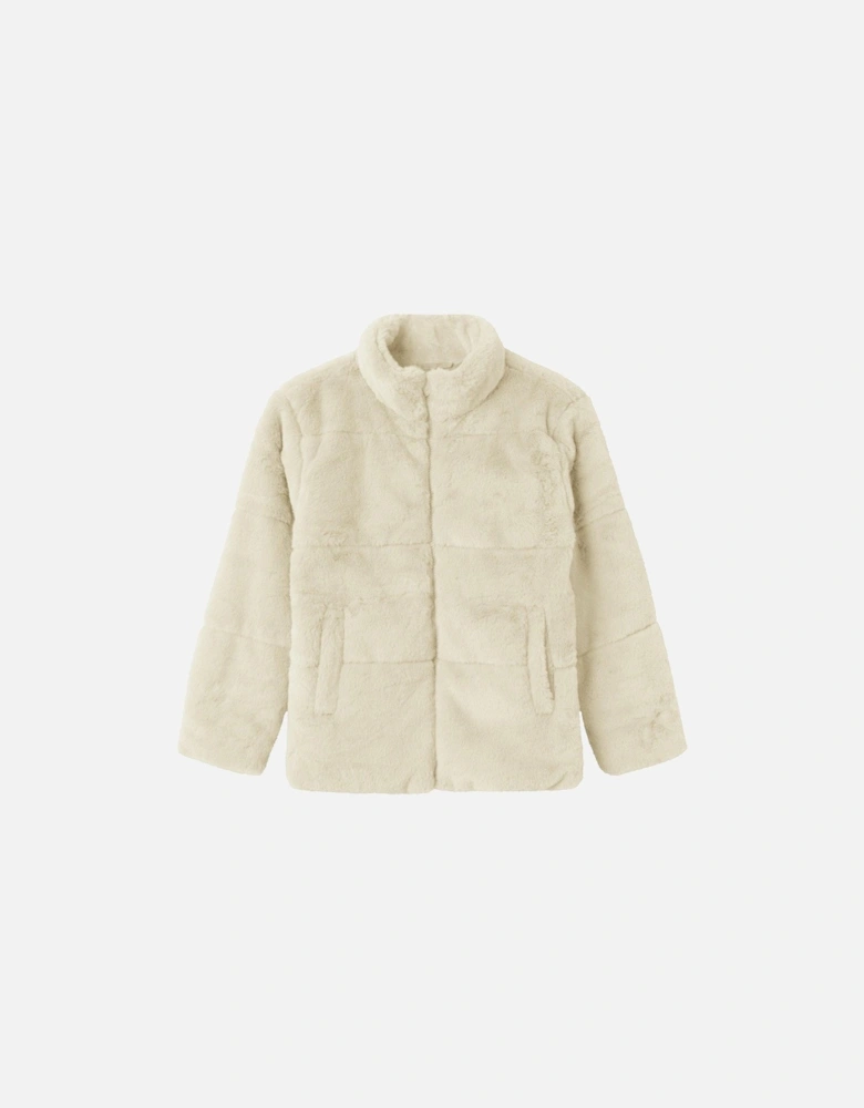 Girls Faux Fur Jacket - Cream