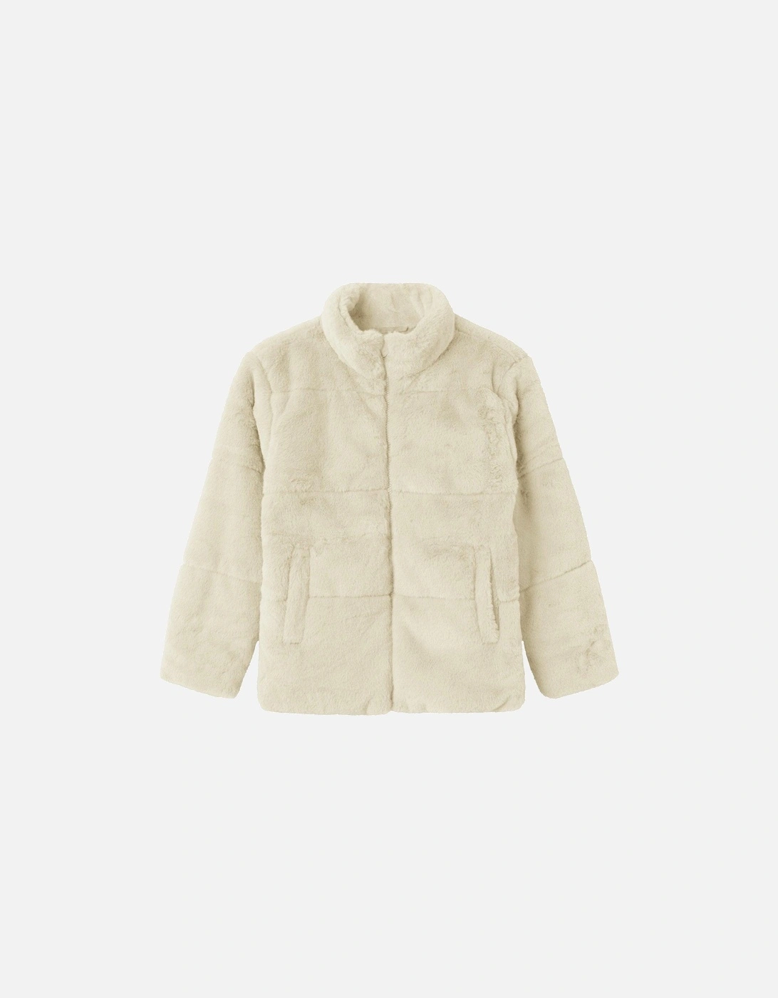 Girls Faux Fur Jacket - Cream, 2 of 1