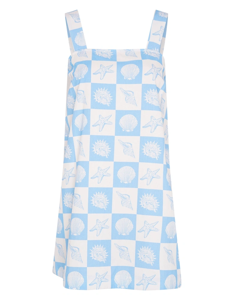 Annabella Dress in Shell Checkerboard Print