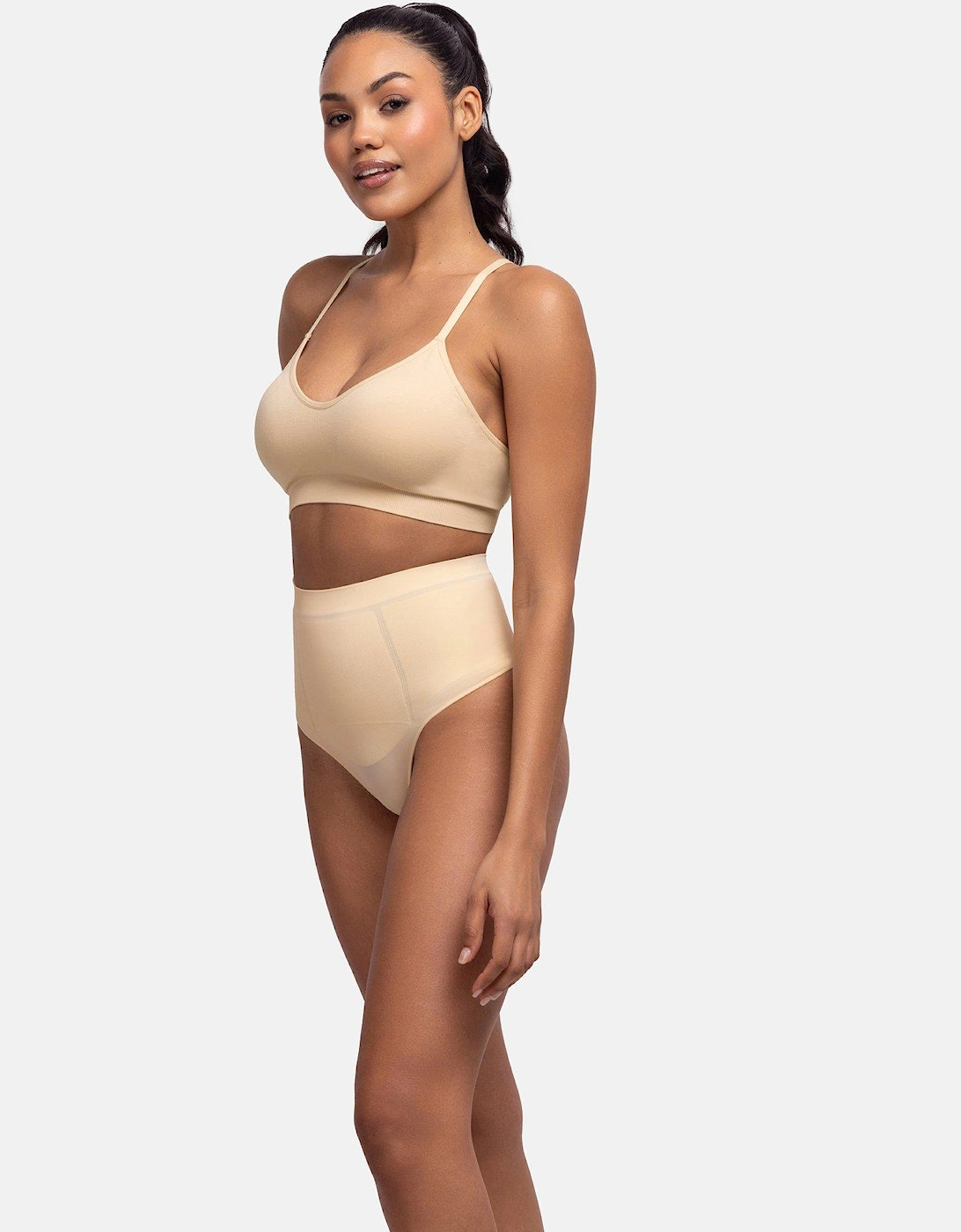 Absolute Sculpt Mid Waist Thong - Beige