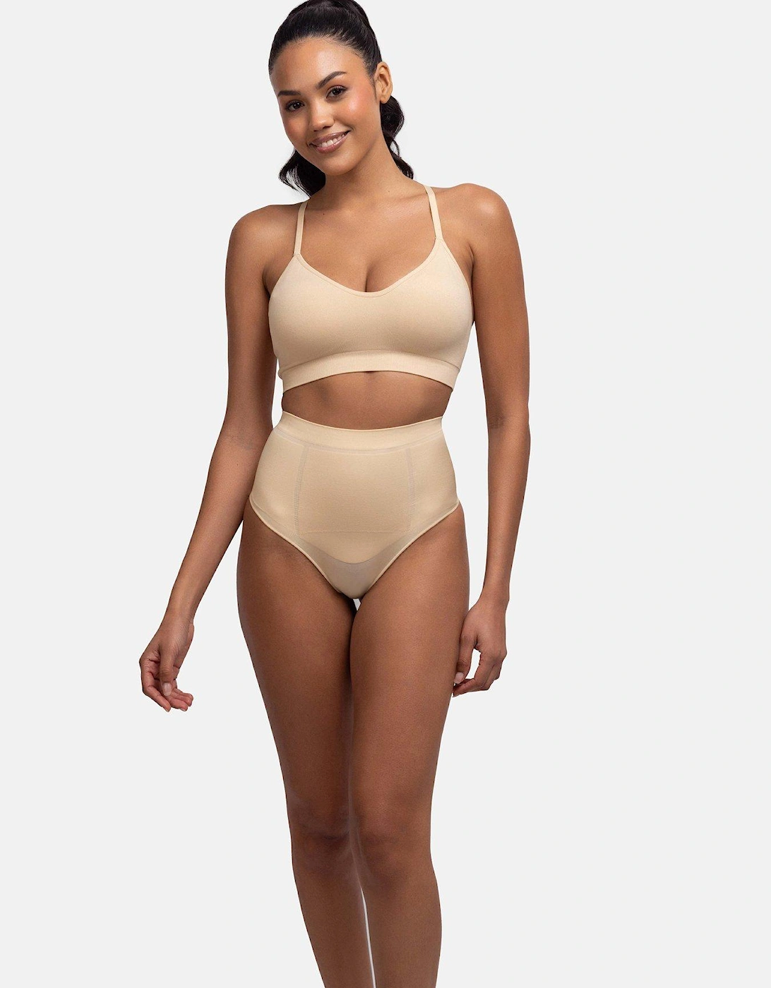 Absolute Sculpt Mid Waist Thong - Beige