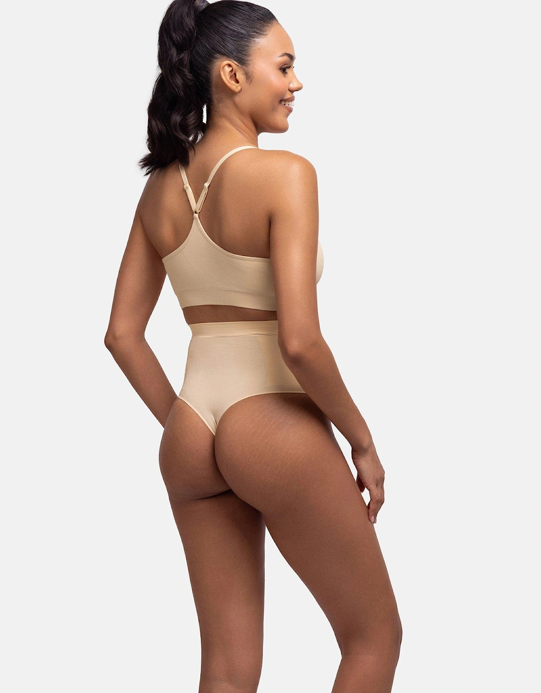 Absolute Sculpt Mid Waist Thong - Beige