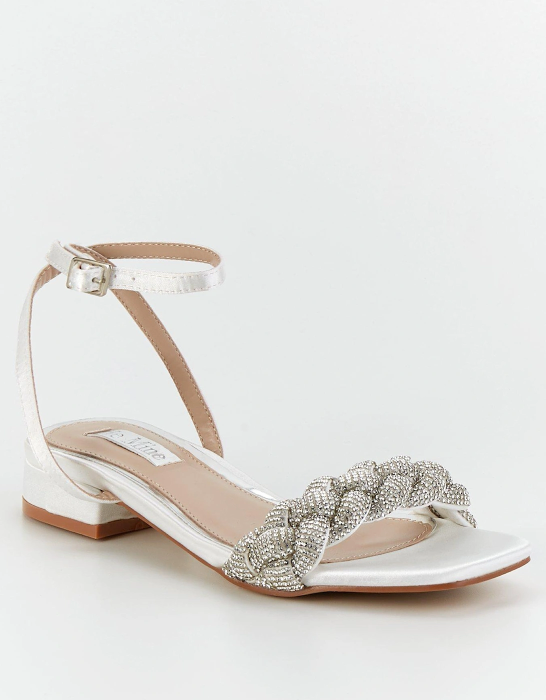 Be Mine Morgan Embellished Strap Flat Sandal - Ivory Satin