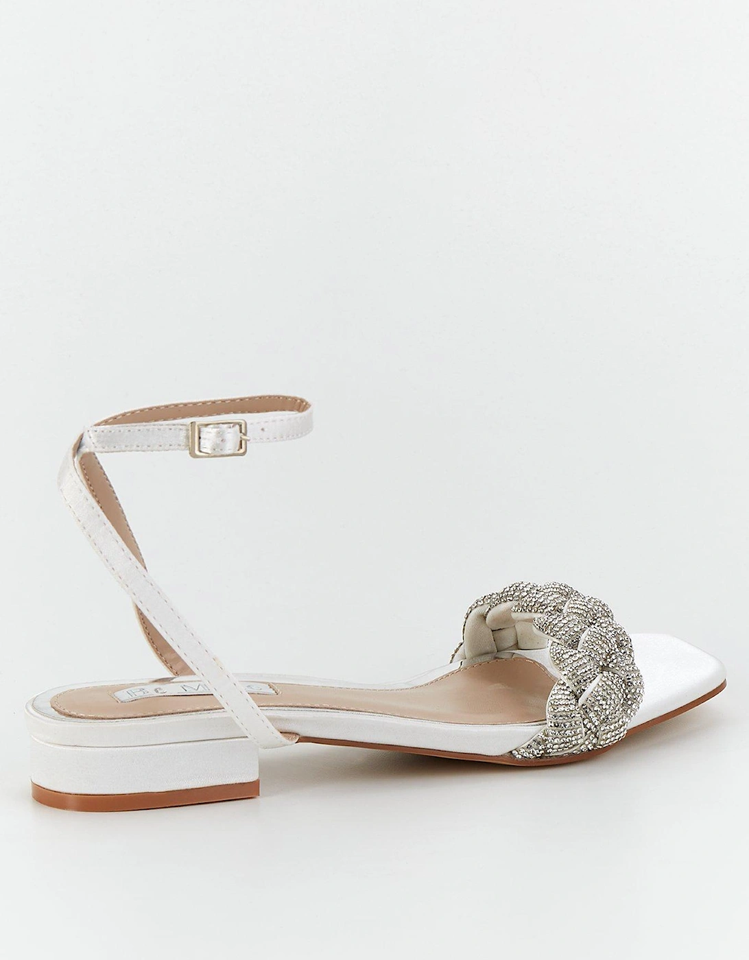 Be Mine Morgan Embellished Strap Flat Sandal - Ivory Satin