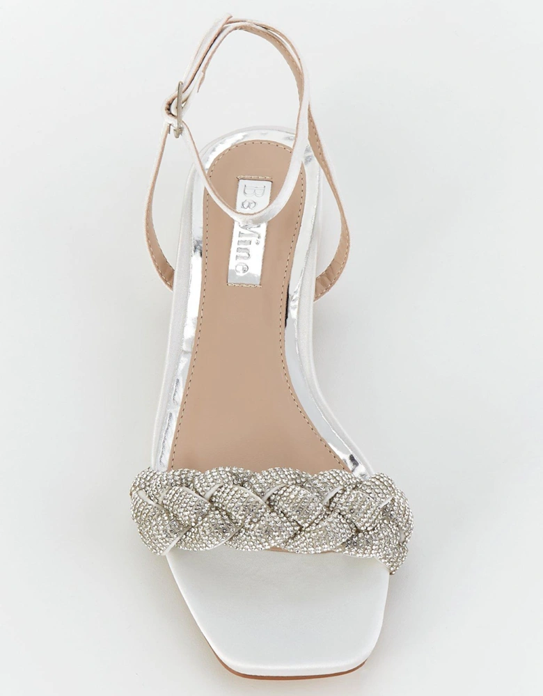 Be Mine Morgan Embellished Strap Flat Sandal - Ivory Satin