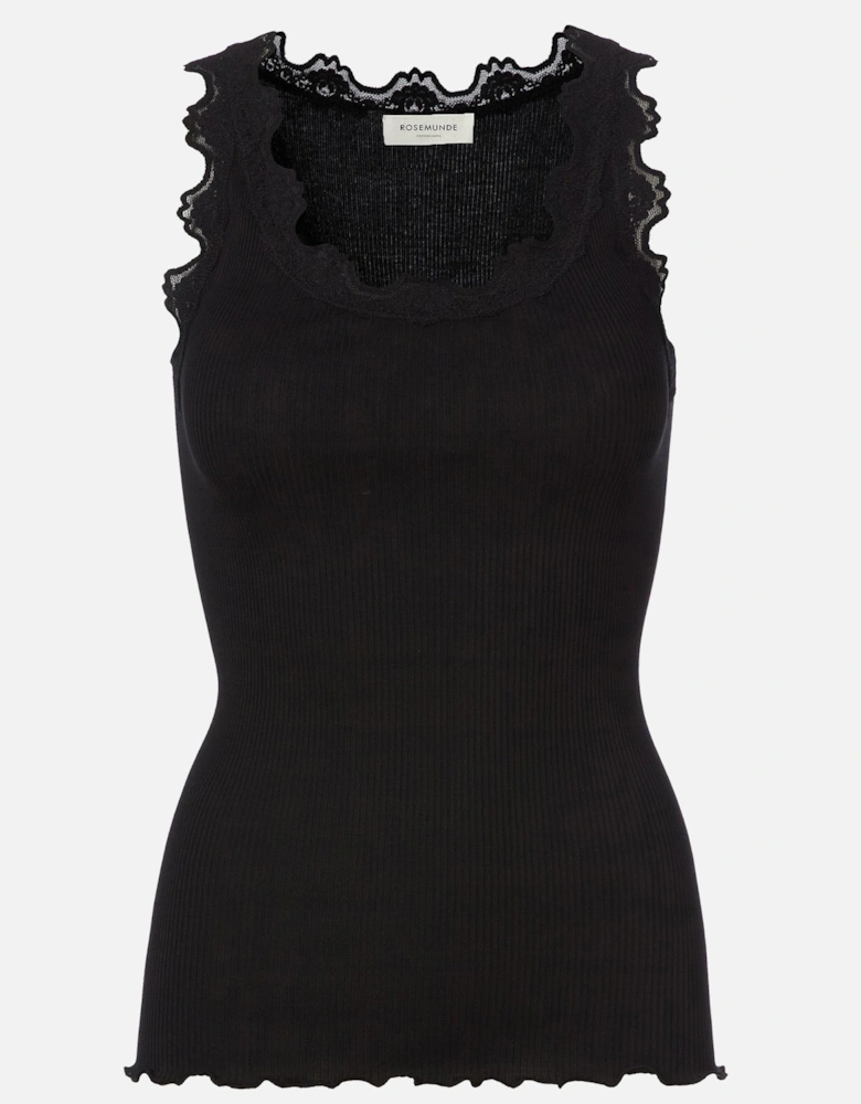 Silk and lace camisole in black