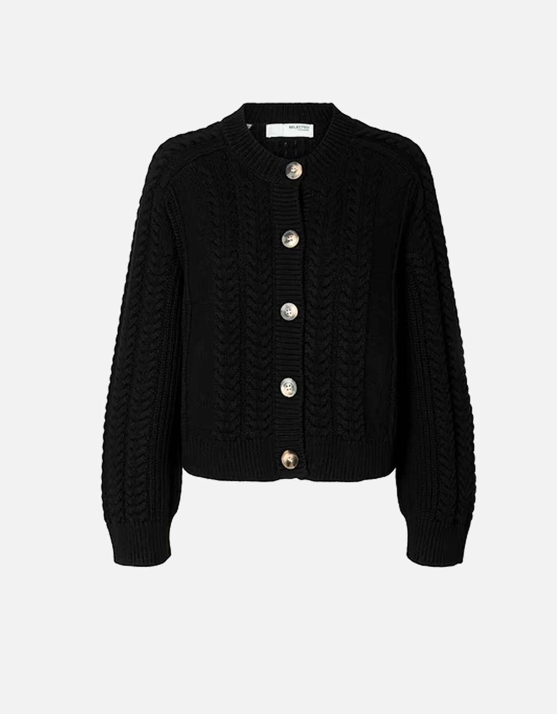 Femme Birte Cable Knit Cardigan Black, 5 of 4