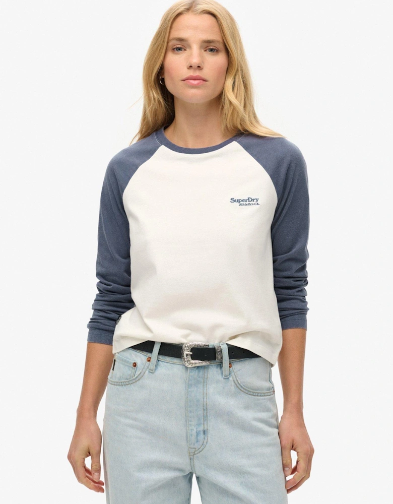 Essential Logo Long Sleeve Baseball Top - Navy