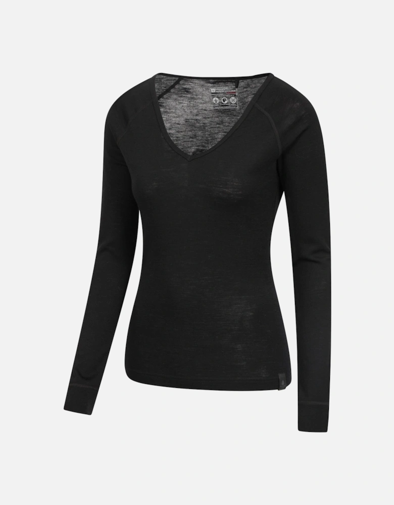 Womens/Ladies Merino Wool V Neck Top