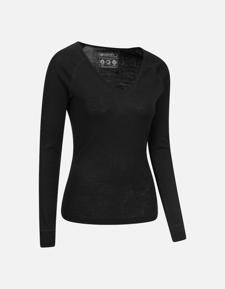 Womens/Ladies Merino Wool V Neck Top
