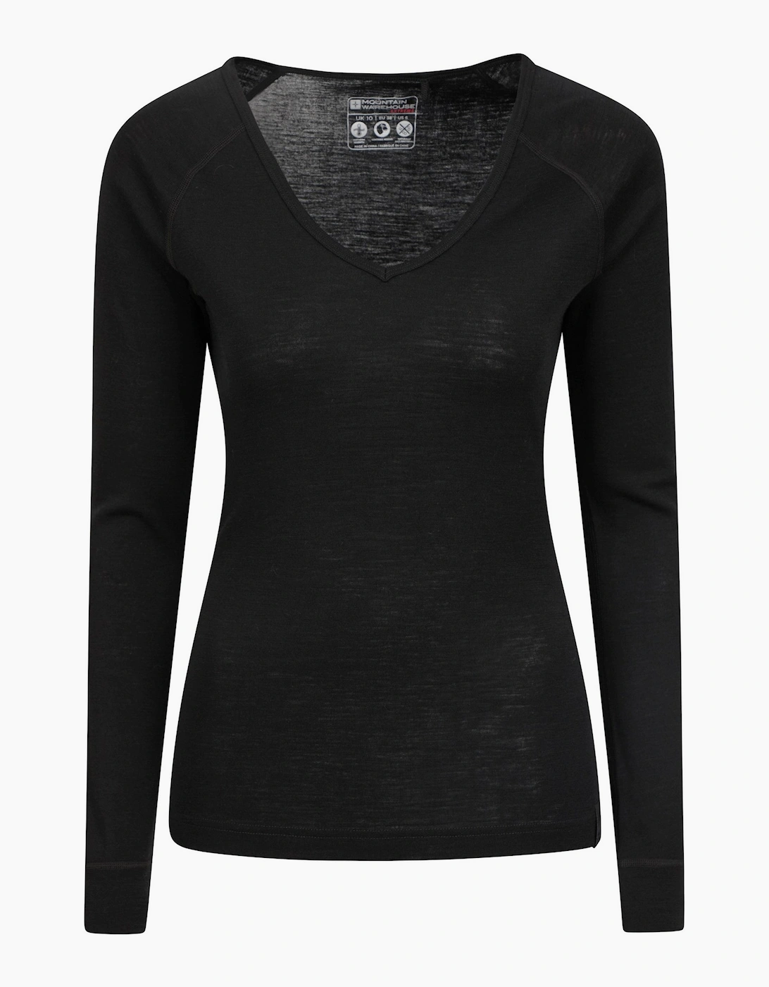 Mountain Warehouse Women's Black / Merino Wool V Neck Top - Size: 10