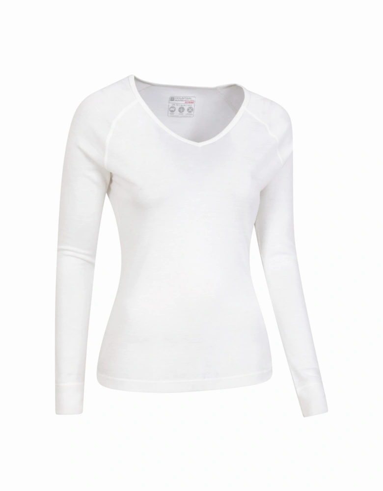 Womens/Ladies Merino Wool V Neck Top