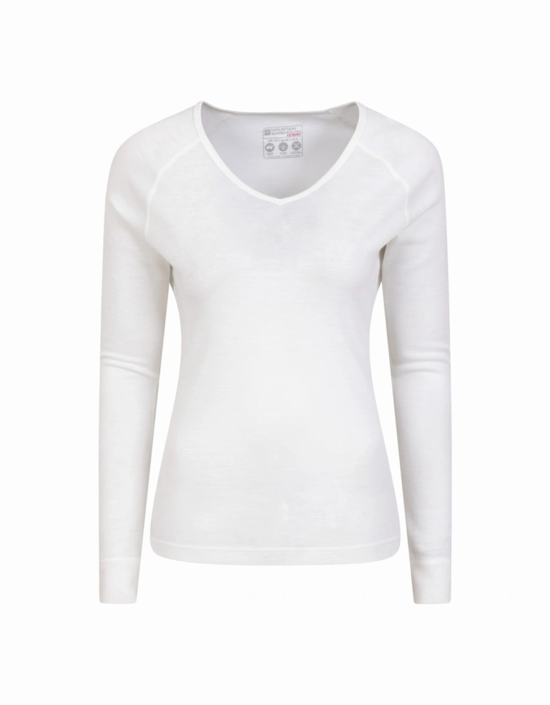 Womens/Ladies Merino Wool V Neck Top