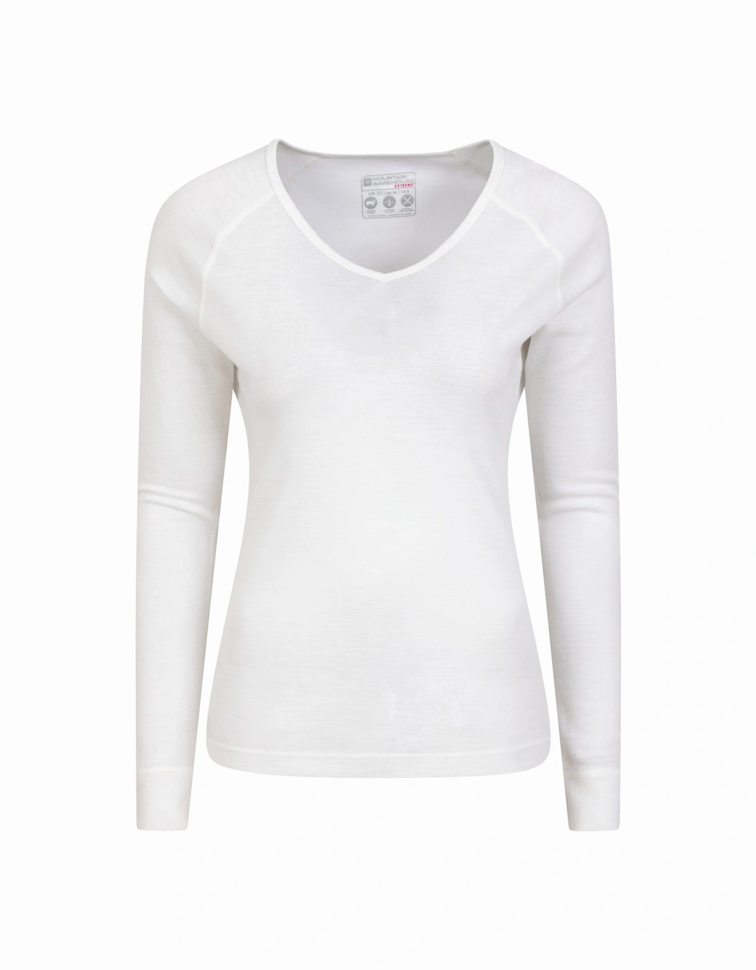 Women's Mountain Warehouse Womens/Ladies Merino Wool V Neck Top - White - Size: 18