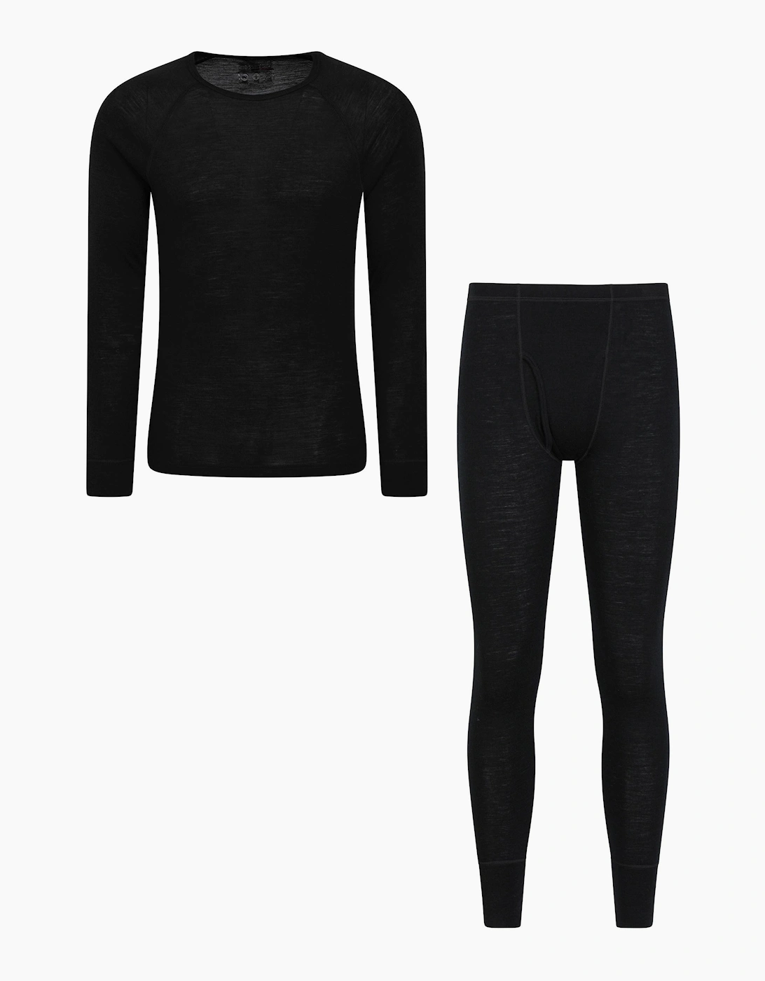 Mountain Warehouse Men's Black Merino Wool Thermal Base Layers Set  3XL R