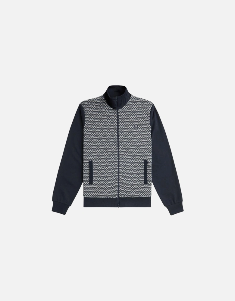 Knitted Panel Track Jacket - Navy