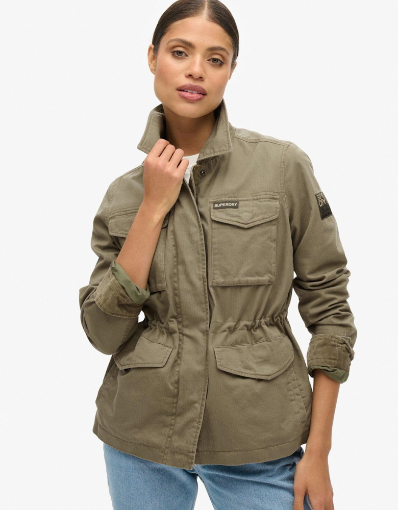 Embroidered Military Jacket - Green