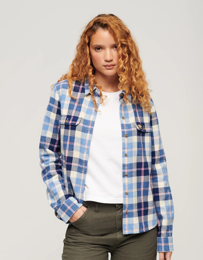 Women's Lumberjack Check Flannel Shirt Classic Blue Check