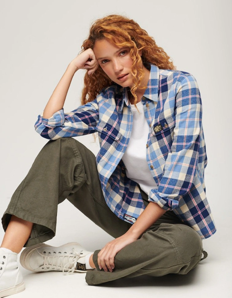 Women's Lumberjack Check Flannel Shirt Classic Blue Check