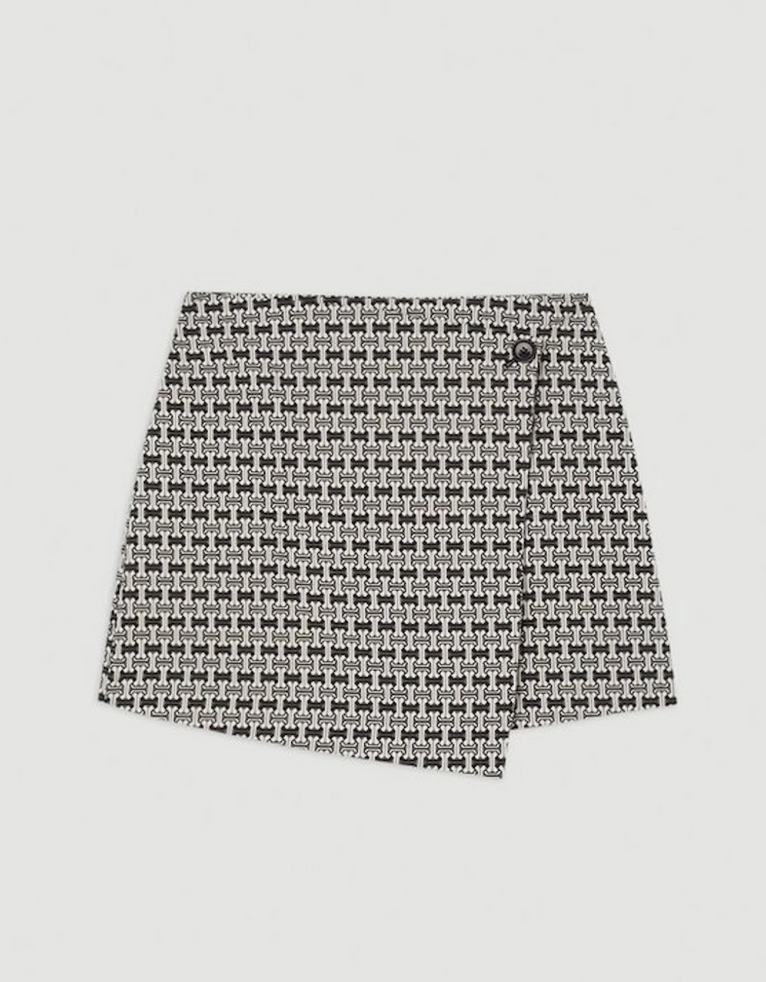Geo Jacquard Button Detail Mini Skirt