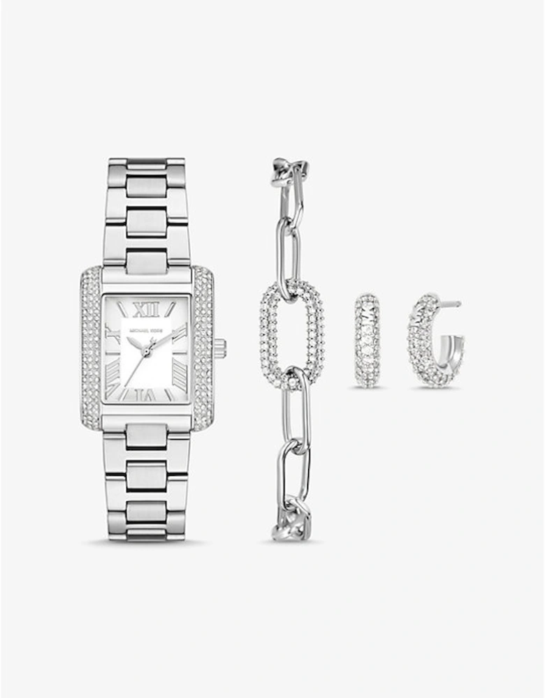 Petite Emery Pavé Silver-Tone Watch and Jewelry Gift Set