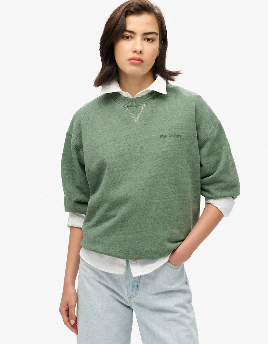 Essential Logo Overdyed Sweatshirt - Green, 2 of 1