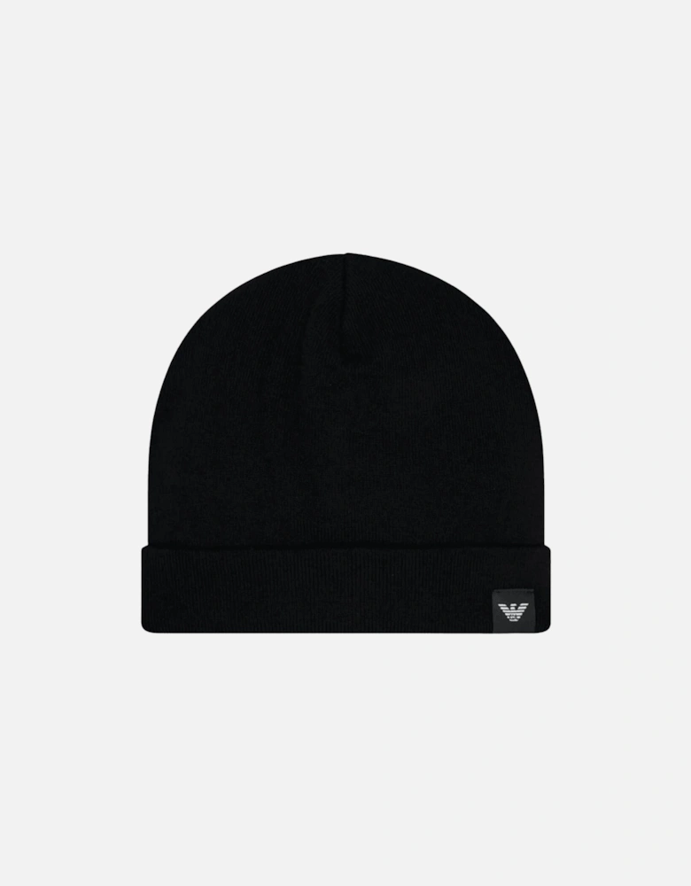 Patch Logo Black Beanie Hat