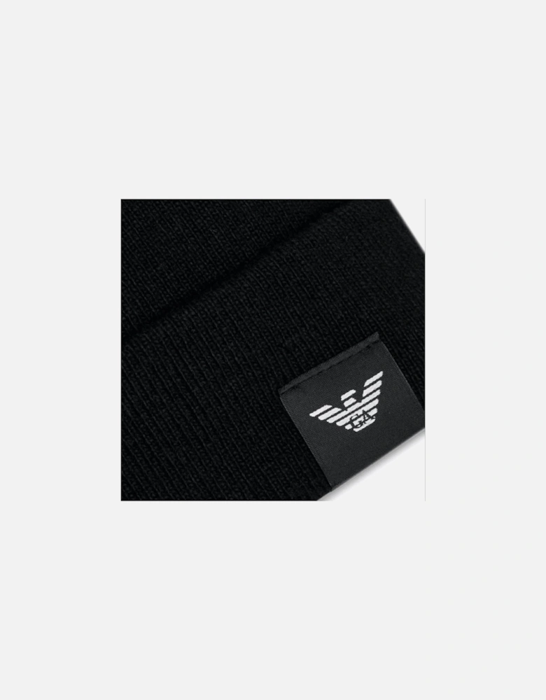 Patch Logo Black Beanie Hat