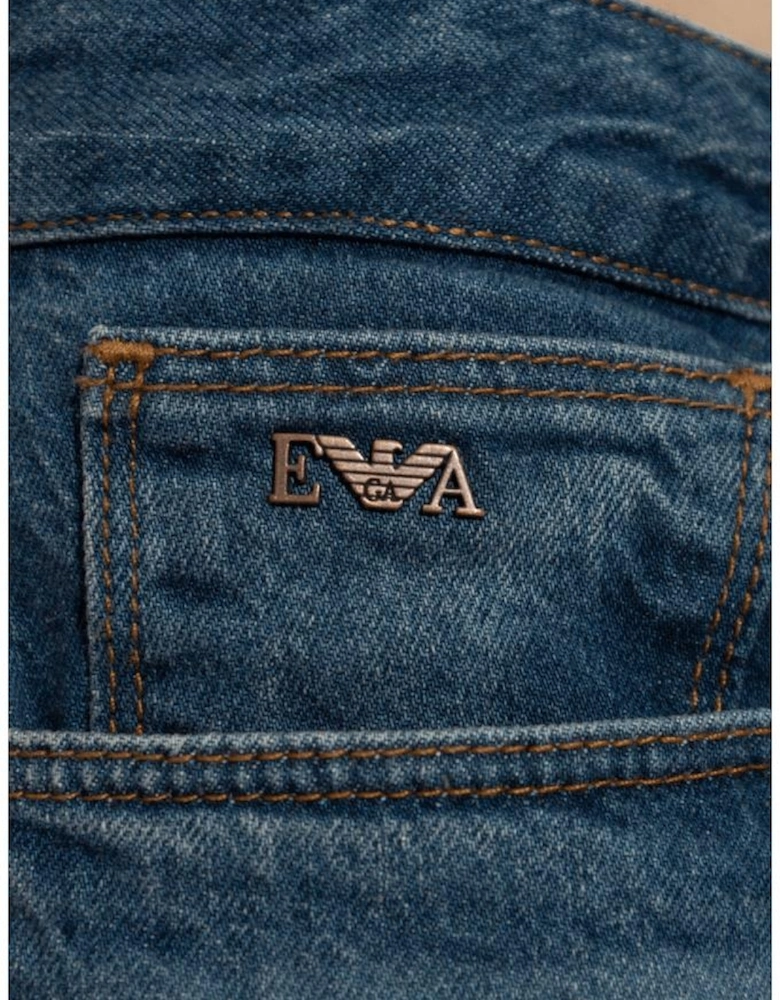 J06 Slim Fit Washed Dark Blue Denim Jeans
