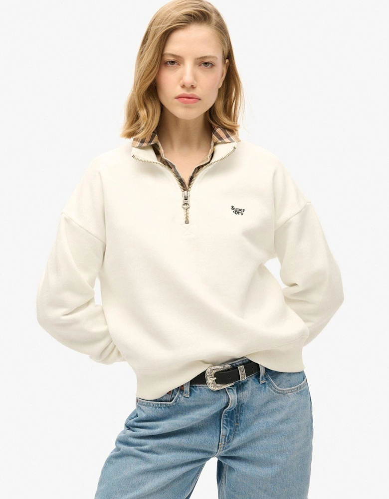 Essential Half Zip Sweatshirt - White