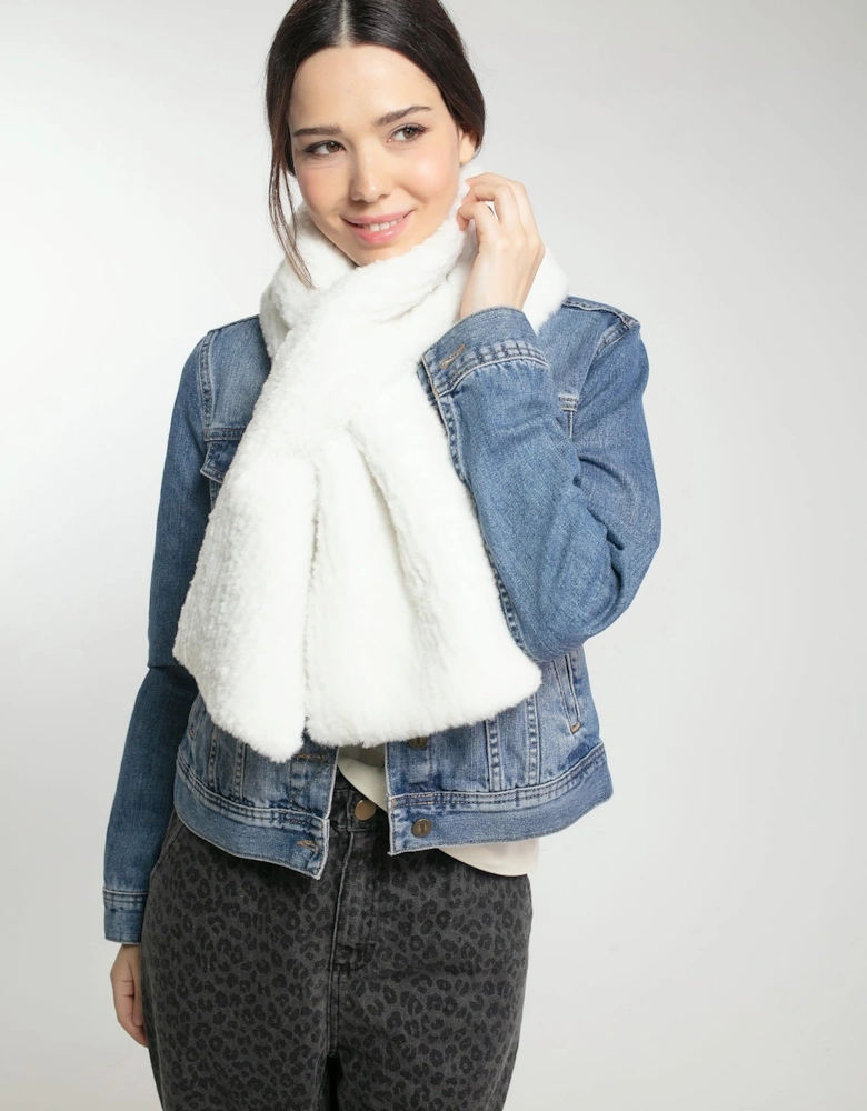 RIVINGTON FAUX FUR SCARF IN CREAM