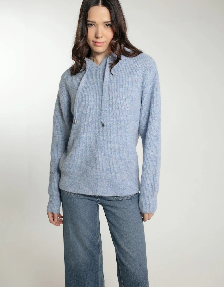 NORWOOD KNITTED HOODIE IN SKY BLUE