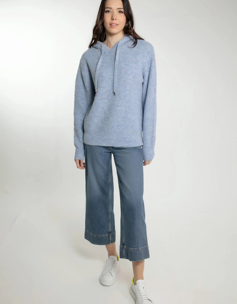 NORWOOD KNITTED HOODIE IN SKY BLUE