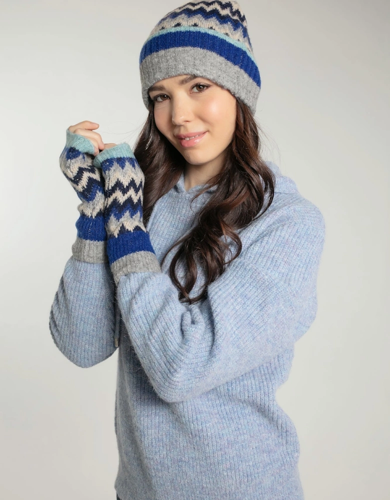 DORA CHEVRON WRIST WARMER IN NAVY MIX