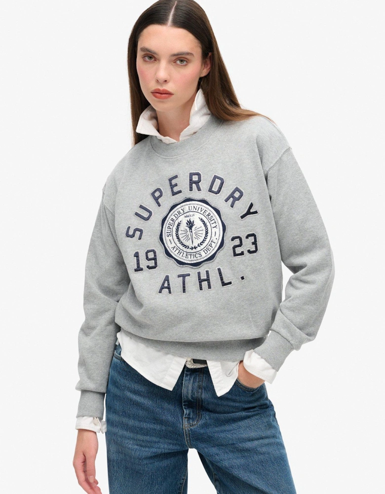 College Script Loose Sweatshirt - Grey