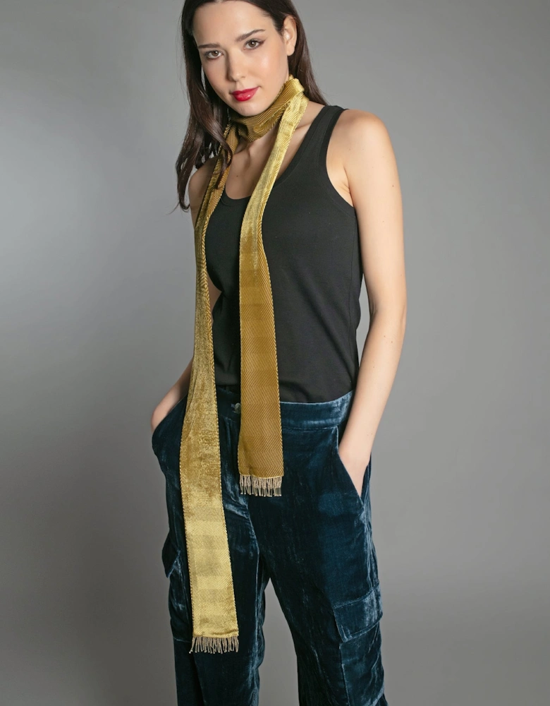 ALLEGRA VELVET SCARF OCHRE