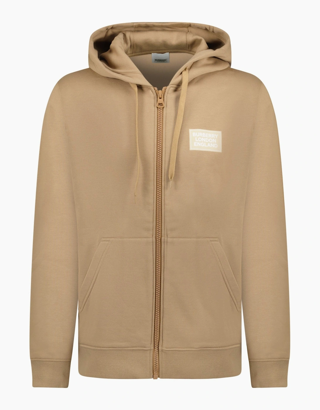 Men's Burberry 'Hove' Logo Hoodie Zip Sweatshirt Camel Beige - Cream - Size: 40