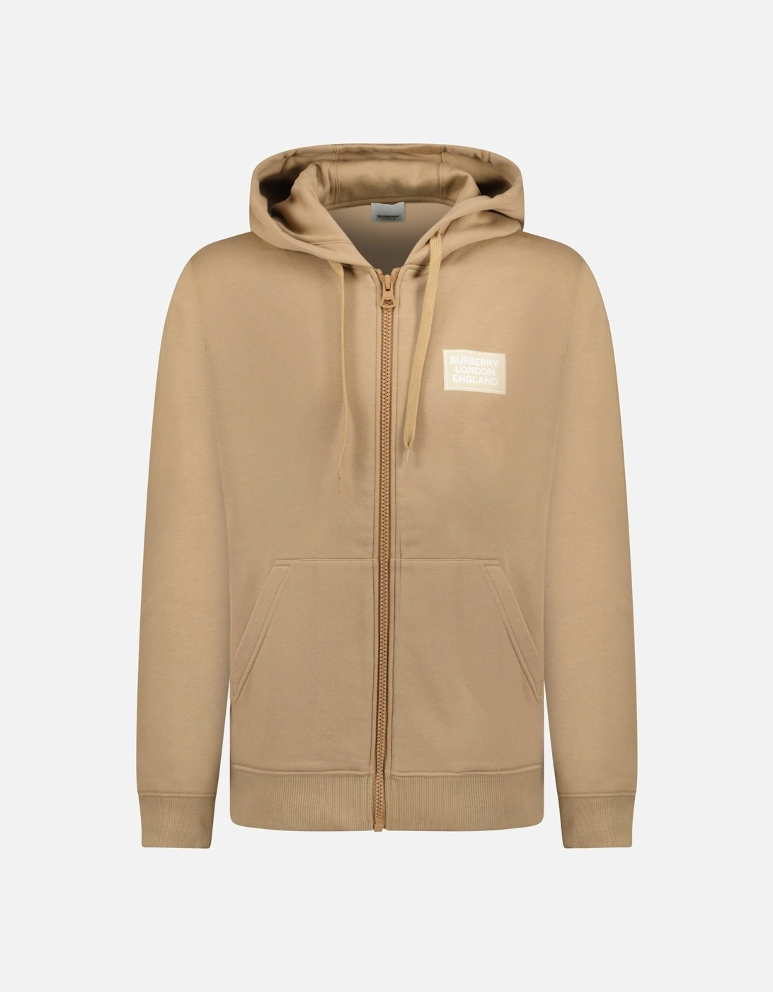 'Hove' Logo Hoodie Zip Sweatshirt Camel Beige, 4 of 3