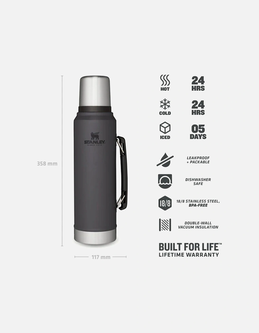 1L Classic Legendary Thermal Cold Water Bottle