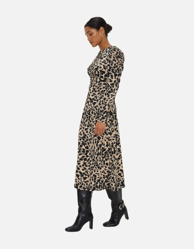 Womens/Ladies Leopard Print Keyhole Midi Dress