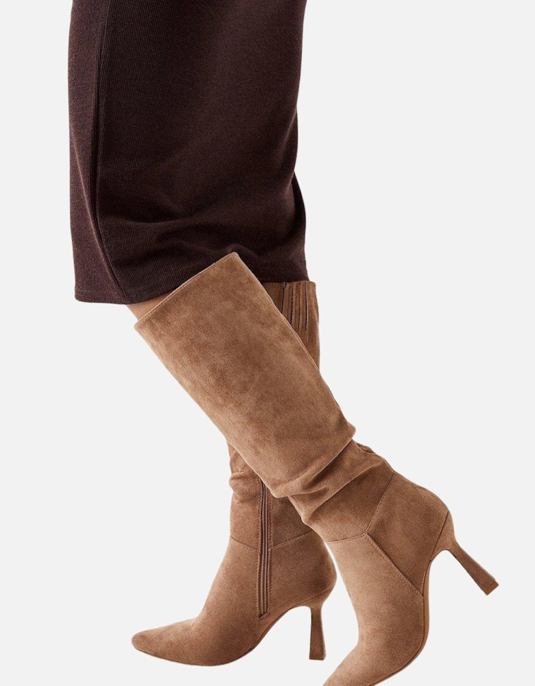 Womens/Ladies Kristina Ruched Pointed Knee-High Boots