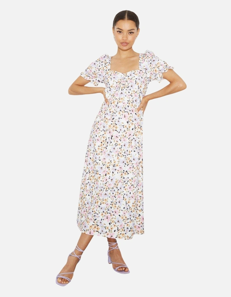 Womens/Ladies Floral Sweetheart Petite Puffed Midi Dress