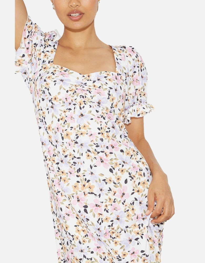 Womens/Ladies Floral Sweetheart Petite Puffed Midi Dress