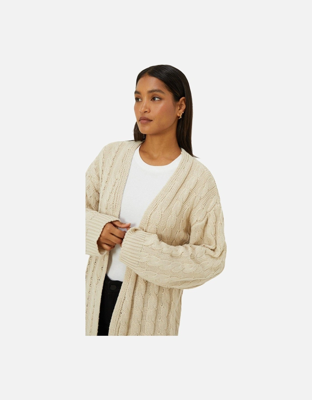 Womens/Ladies Cable Chunky Knit Longline Cardigan