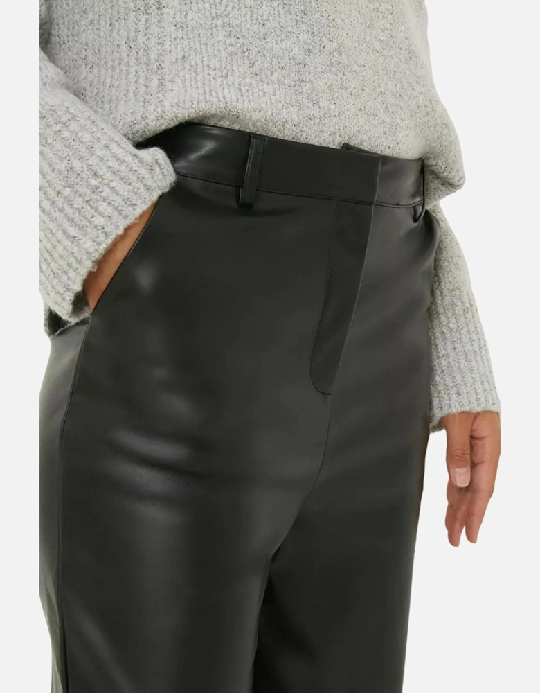 Womens/Ladies Faux Leather Tall Ankle Grazer Trousers